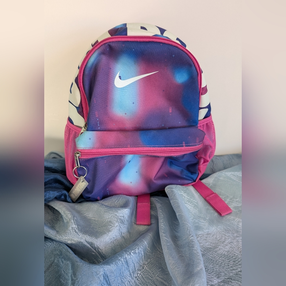 Nike Pink and Blue Backpack with Trendy Design